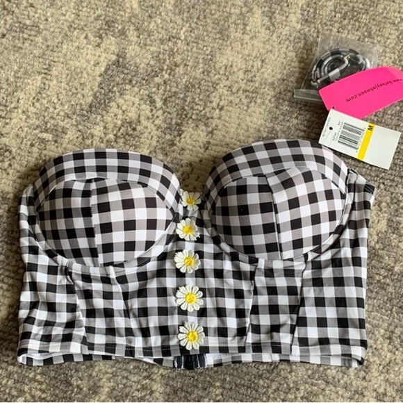 Betsey Johnson Other - Betsey Johnson Black and White Gingham Bikini Top